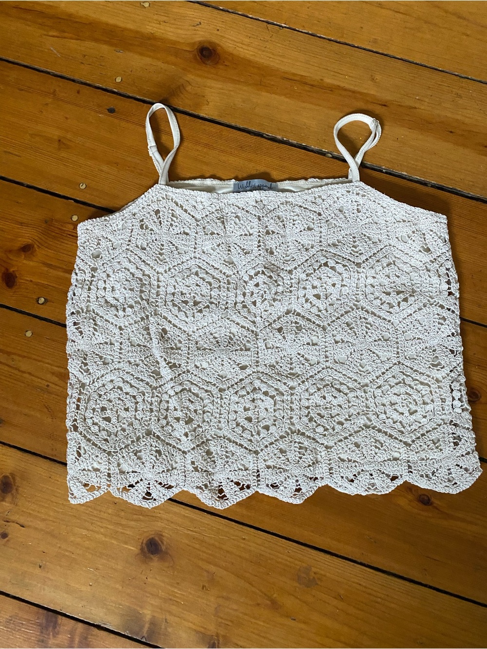 Wishlist apparel eyelet cream Tank size small